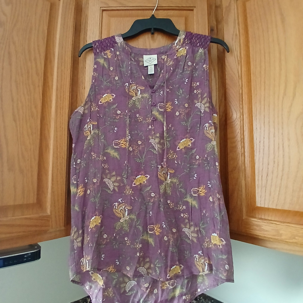 Floral Sleeveless Top - Purple